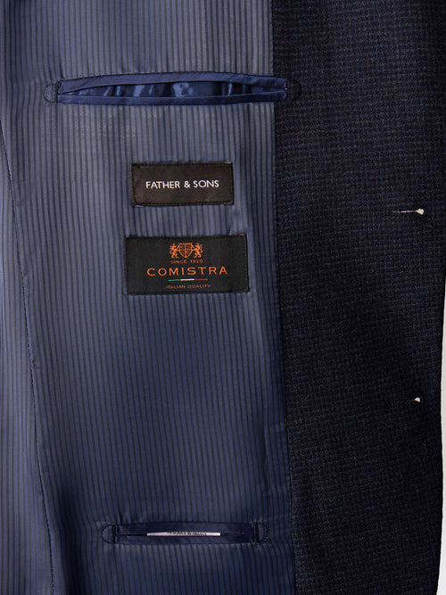 Veste regular en laine mélangée bleu indigo à carreaux - Father & Sons   - 6 