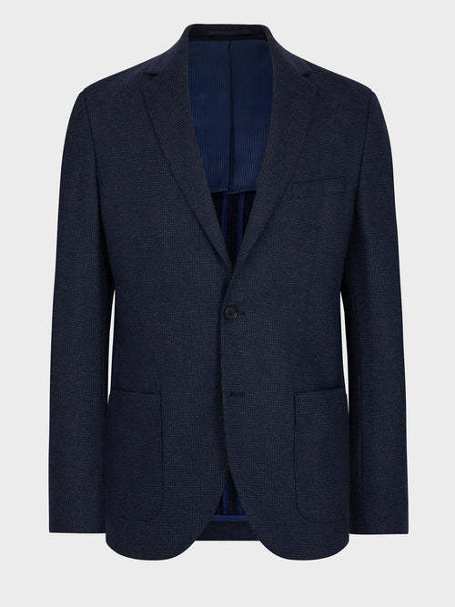 Veste regular en laine mélangée bleu indigo à carreaux - Father & Sons   - 1 