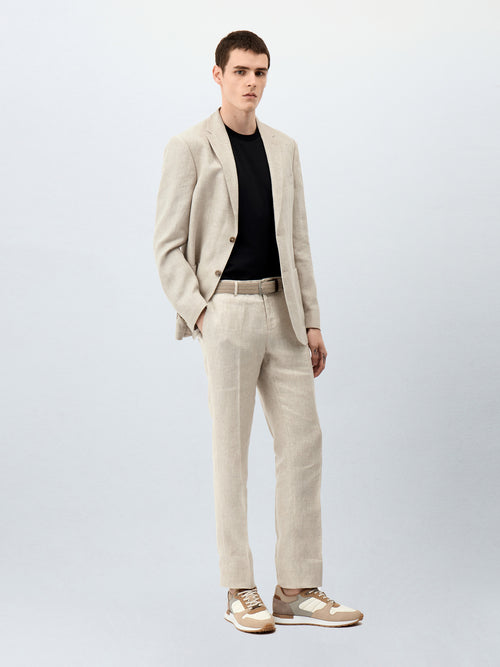 Veste coordonnable Regular en lin beige - Father & Sons   - 7 