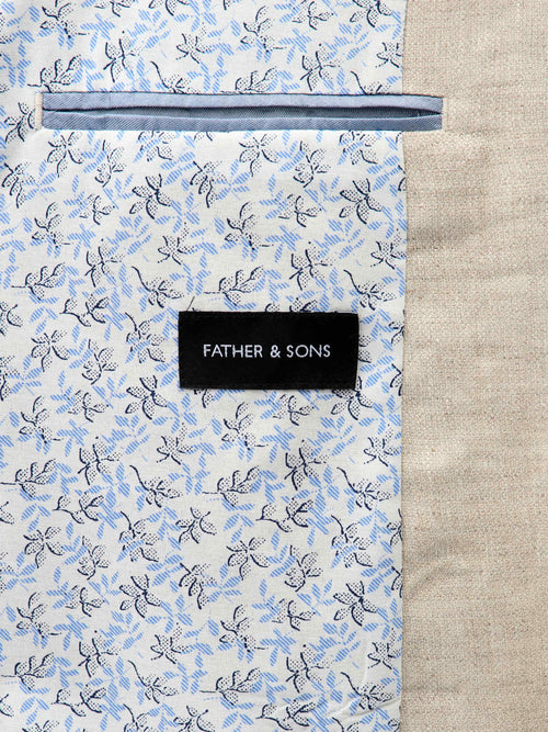 Veste coordonnable Regular en lin beige - Father & Sons   - 4 
