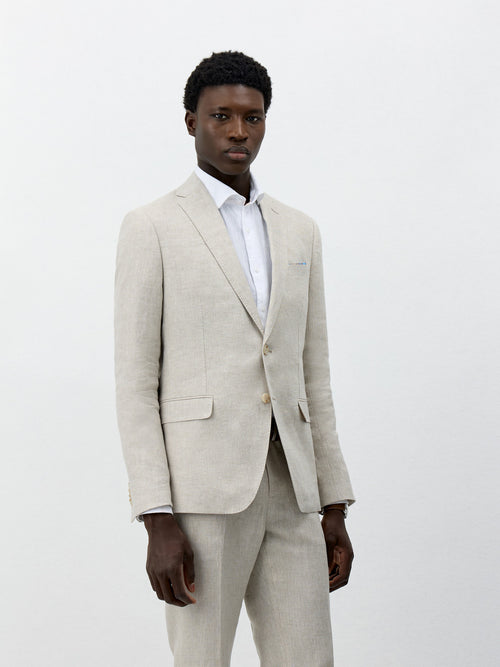 Veste coordonnable Regular en lin beige - Father & Sons   - 1 