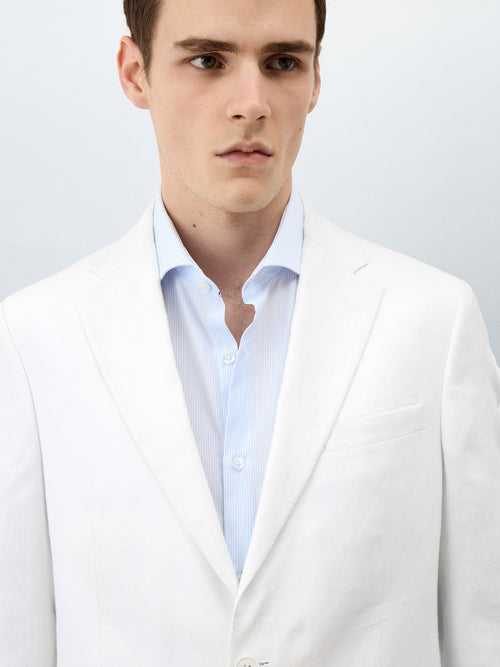 Veste coordonnable Slim en lin blanc - Father & Sons   - 6 