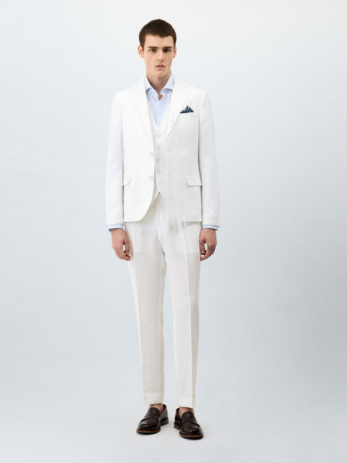 Veste coordonnable Slim en lin blanc - Father & Sons   - 7 