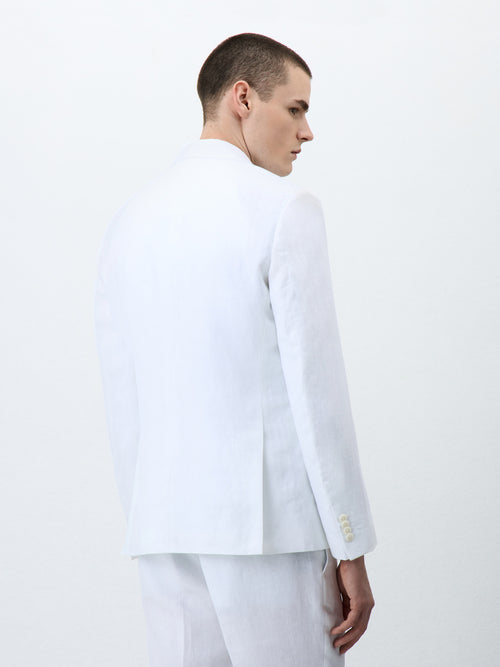 Veste coordonnable Regular en lin blanc - 2 - Father & Sons   - 17 