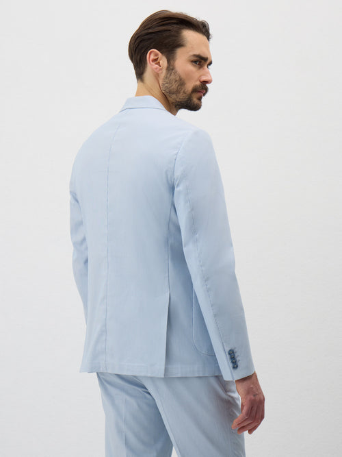 Veste coordonnable Regular en coton stretch bleu ciel à rayures - 2 - Father & Sons   - 17 