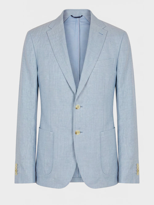 Veste coordonnable regular en lin et coton bleu ciel - 1 - Father & Sons   - 13 