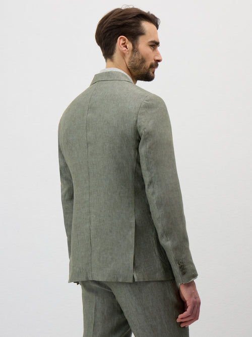 Veste coordonnable Regular en lin kaki - 2 - Father & Sons   - 13 
