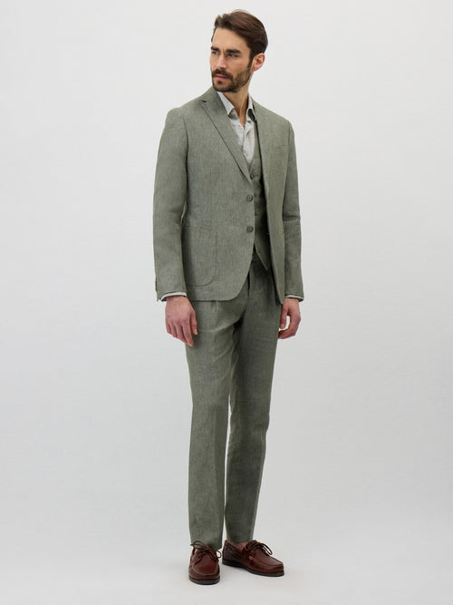 Veste coordonnable Regular en lin kaki - Father & Sons   - 6 