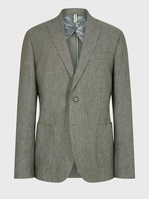 Veste coordonnable Regular en lin kaki - Father & Sons   - 7 
