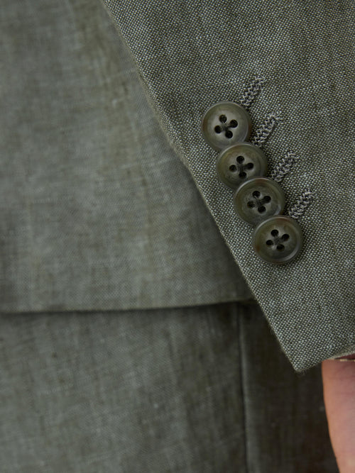 Veste coordonnable Regular en lin kaki - Father & Sons   - 4 