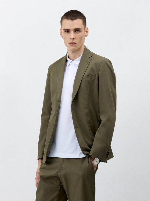 Veste coordonnable Regular en coton stretch kaki