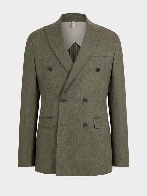 Veste croisée regular en coton et lin kaki - 1 - Father & Sons   - 18 