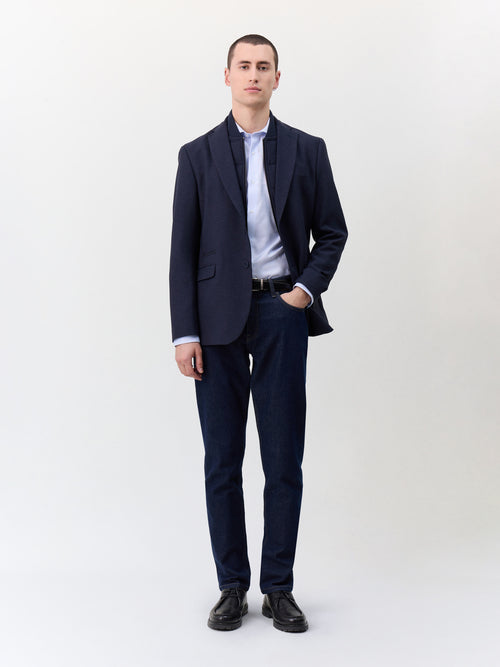 Veste regular en polyester recyclé bleu marine à parementure amovible - Father & Sons   - 7 