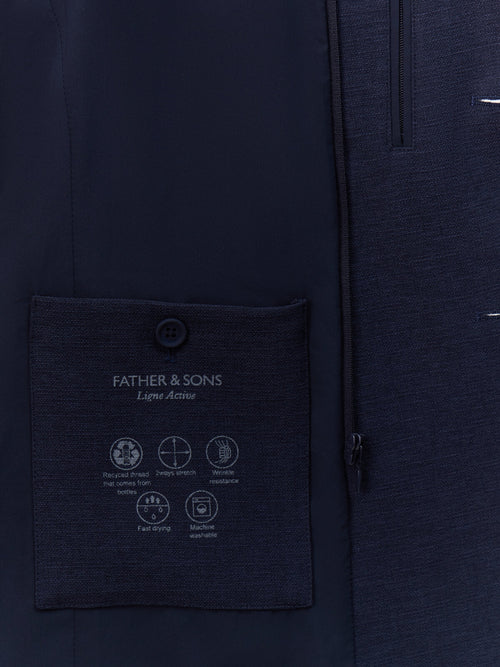 Veste regular en polyester recyclé bleu marine à parementure amovible - Father & Sons   - 6 