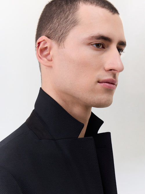 Veste regular en laine mélangée noire - Father & Sons   - 3 