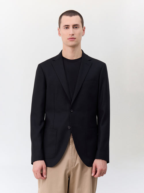 Veste regular en laine mélangée noire - 1 - Father & Sons   - 1 