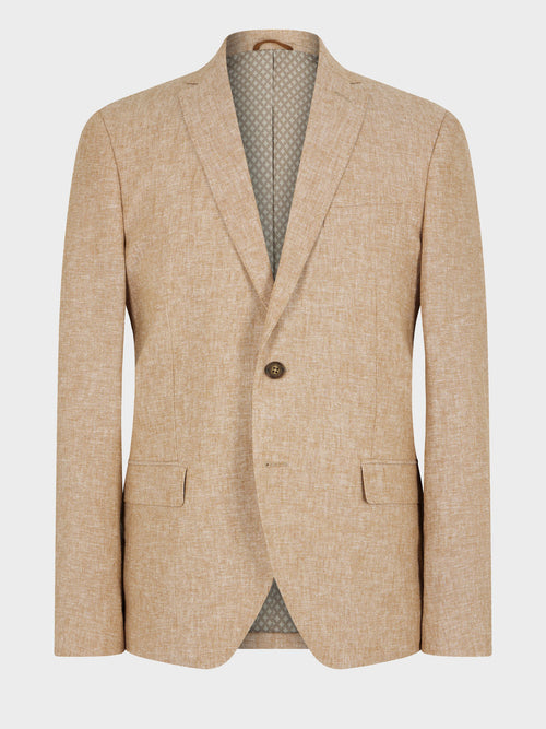 Veste coordonnable Slim en lin et coton beige clair - Father & Sons   - 8 