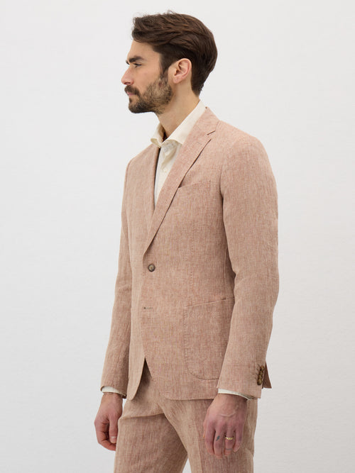Veste coordonnable Regular en lin rose - 1 - Father & Sons   - 1 