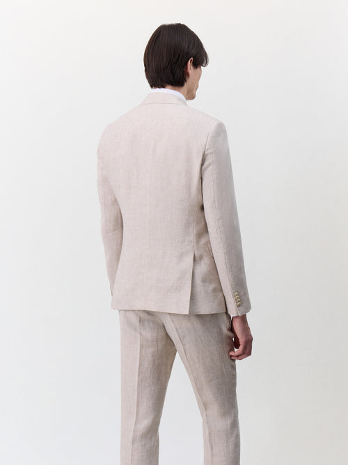 Veste coordonnable regular en lin beige - 2 - Father & Sons   - 3 