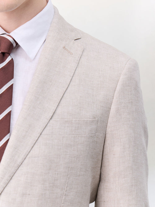 Veste coordonnable regular en lin beige - Father & Sons   - 5 