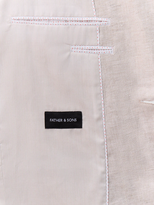 Veste coordonnable regular en lin beige - Father & Sons   - 7 