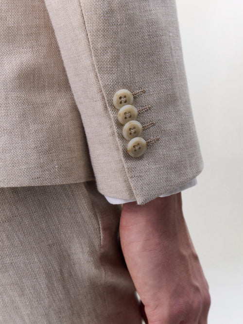 Veste coordonnable regular en lin beige - Father & Sons   - 6 