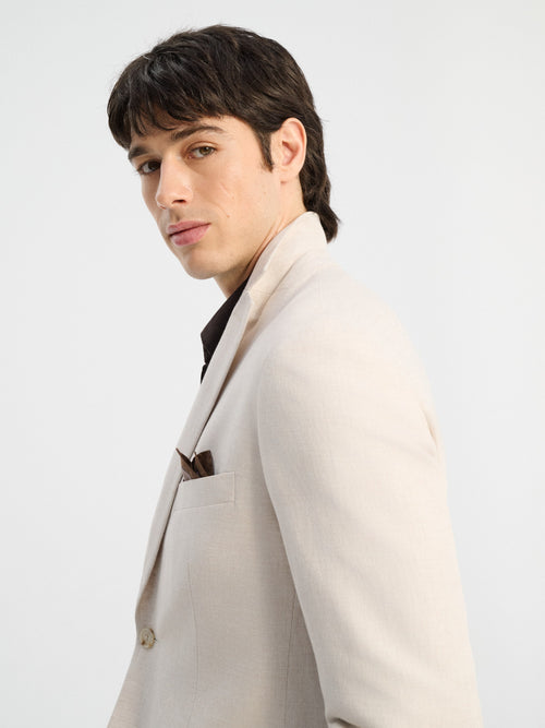 Veste coordonnable regular en lin et coton beiges - Father & Sons   - 3 