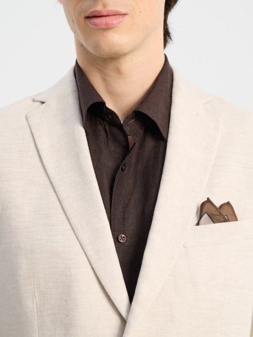 Veste coordonnable regular en lin et coton beiges - Father & Sons   - 4 