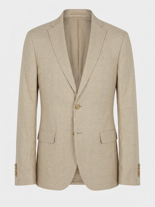 Veste coordonnable regular en lin et coton beiges - Father & Sons   - 9 