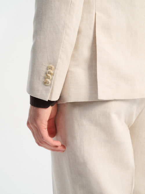 Veste coordonnable regular en lin et coton beiges - Father & Sons   - 7 