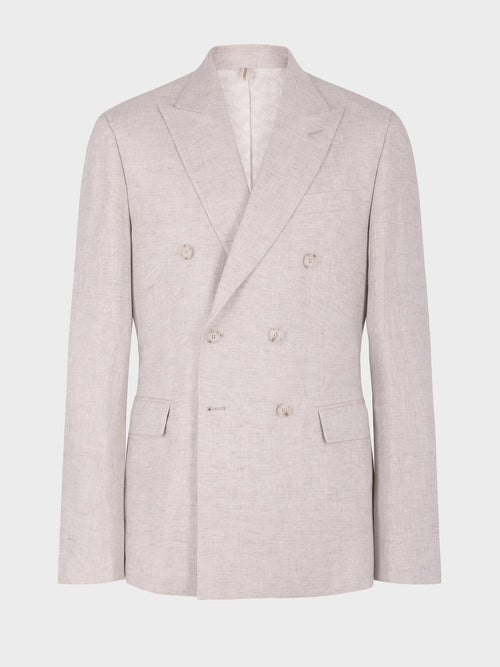 Veste coordonnable croisée regular en lin beige - Father & Sons   - 8 