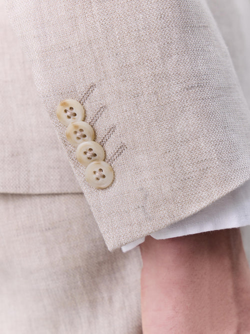 Veste coordonnable croisée regular en lin beige - Father & Sons   - 5 