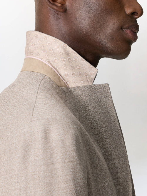 Veste regular en lin et laine beige foncé - Father & Sons   - 4 
