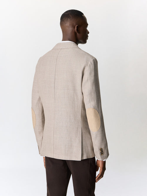 Veste regular en lin et laine beige foncé - 2 - Father & Sons   - 1 