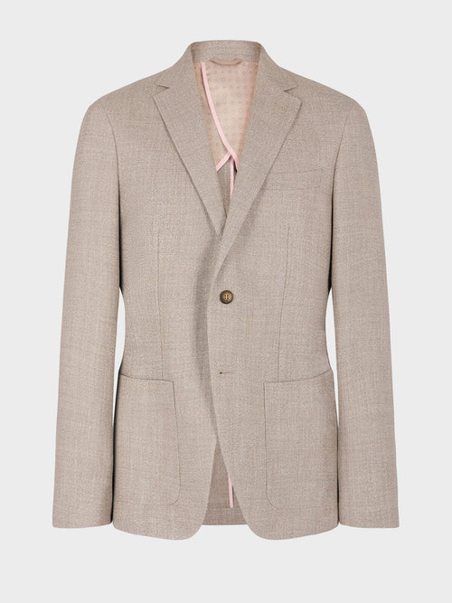 Veste regular en lin et laine beige foncé - Father & Sons   - 8 