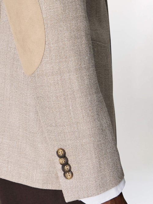 Veste regular en lin et laine beige foncé - Father & Sons   - 5 