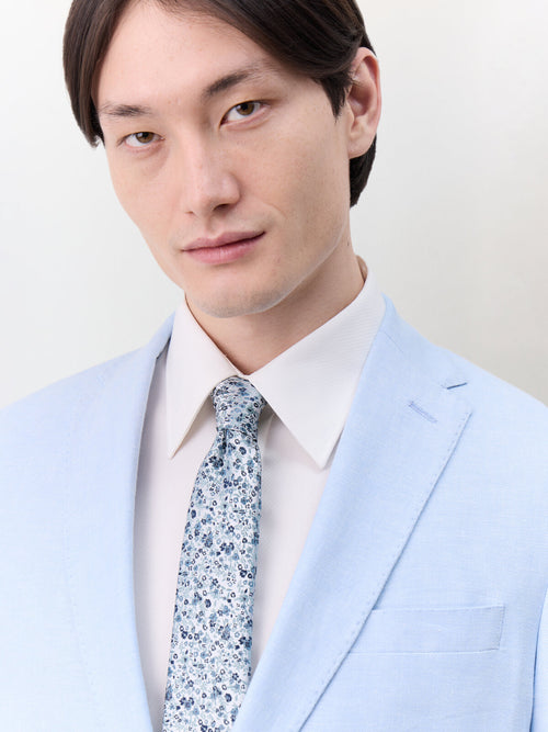 Veste coordonnable regular en lin et coton bleu ciel - Father & Sons   - 3 