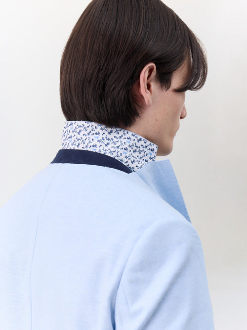 Veste coordonnable regular en lin et coton bleu ciel - Father & Sons   - 4 