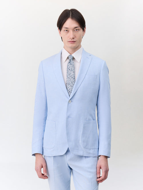 Veste coordonnable regular en lin et coton bleu ciel - 1 - Father & Sons   - 10 