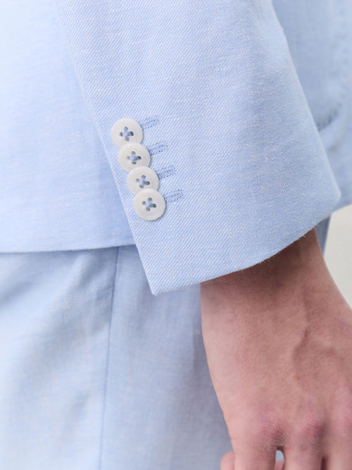 Veste coordonnable regular en lin et coton bleu ciel - Father & Sons   - 5 