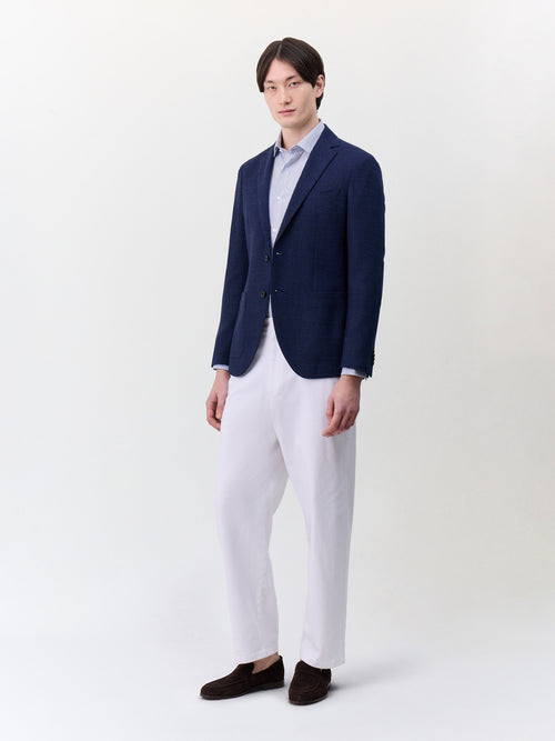 Veste regular en laine mélangée bleu indigo - Father & Sons   - 7 