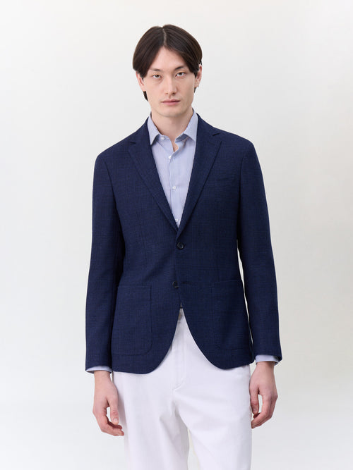 Veste regular en laine mélangée bleu indigo - 1 - Father & Sons   - 13 