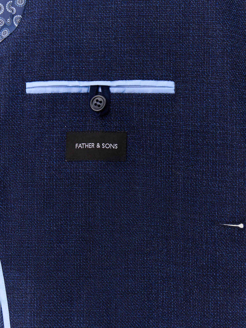 Veste regular en laine mélangée bleu indigo - Father & Sons   - 6 