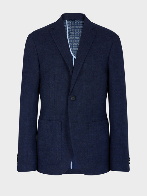 Veste regular en laine mélangée bleu indigo - Father & Sons   - 8 