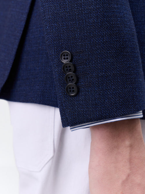 Veste regular en laine mélangée bleu indigo - Father & Sons   - 5 