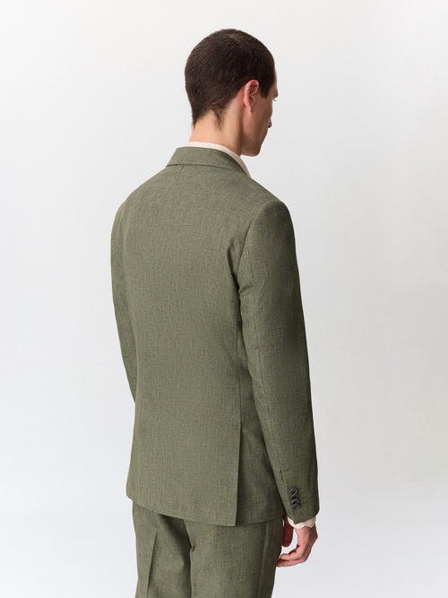 Veste coordonnable regular en coton et lin kaki - 2 - Father & Sons   - 20 