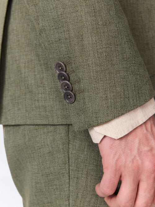Veste coordonnable regular en coton et lin kaki - Father & Sons   - 5 