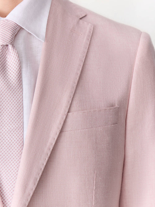 Veste coordonnable regular en coton et lin rose pâle - Father & Sons   - 4 