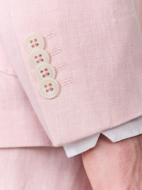 Veste coordonnable regular en coton et lin rose pâle - Father & Sons   - 5 