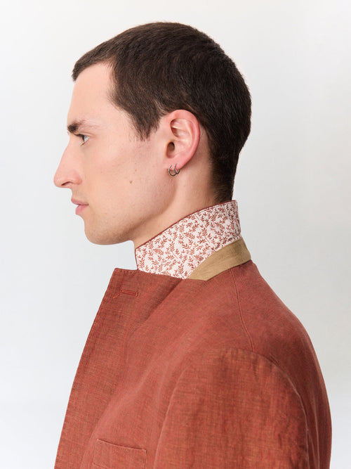 Veste coordonnable regular en lin terracotta - Father & Sons   - 3 